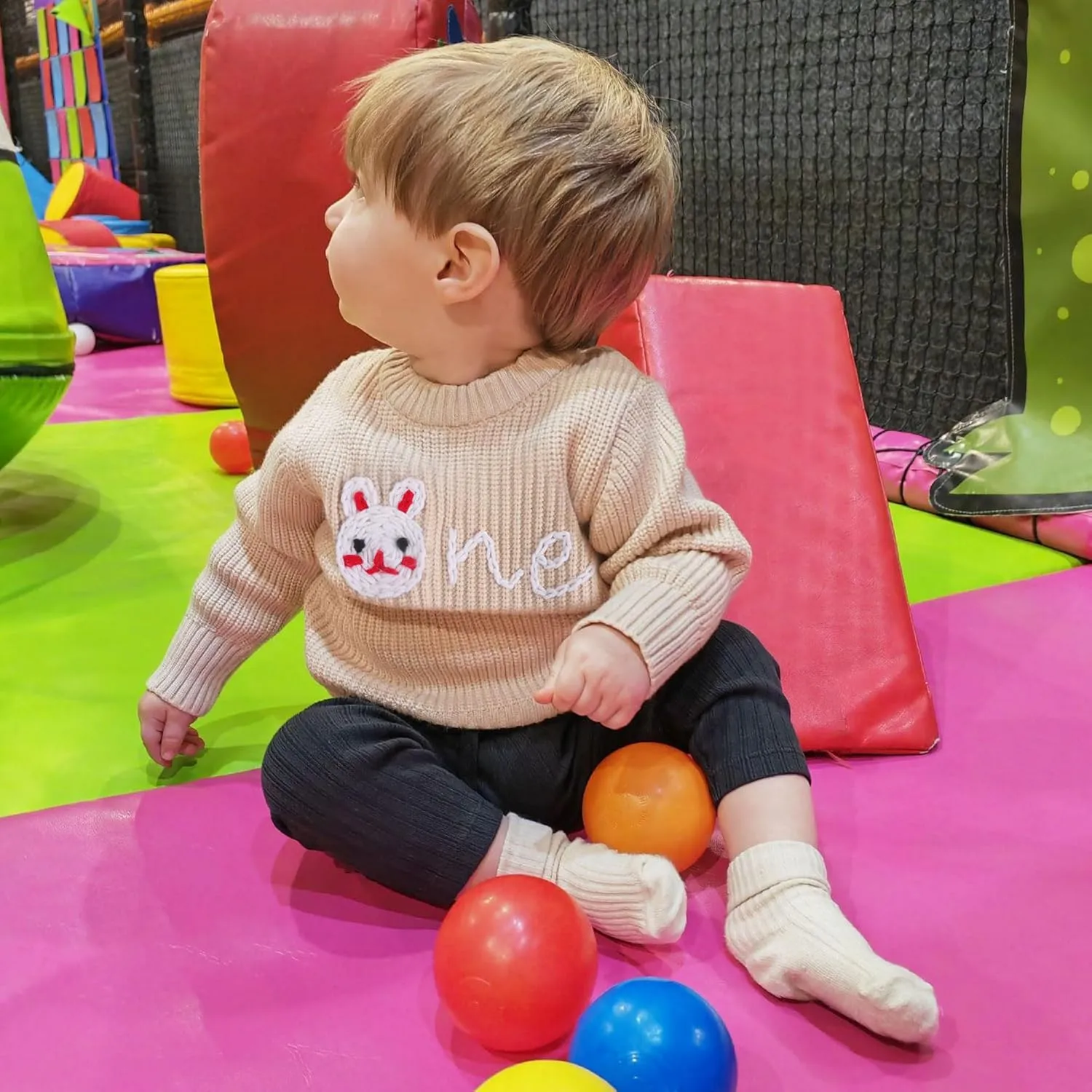 1st First Birthday Outfit Girl Boy One Sweater Embroidery Knit Pullover Fall Winter Clothes with Baby Gift Bag