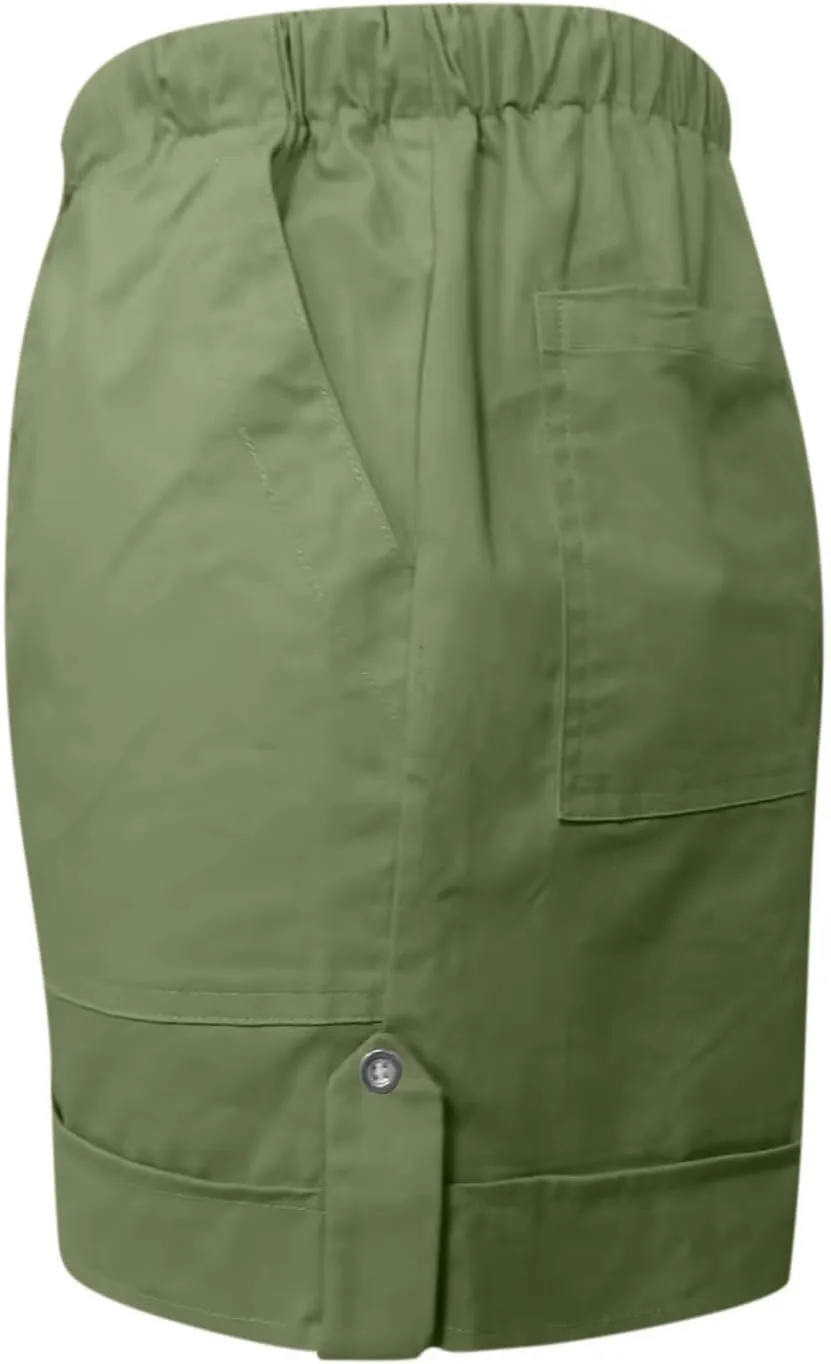 2025 Women's Cargo Shorts Casual Summer Elastic High Waisted Shorts Athletic Hiking Outdoor Outfits with Pockets