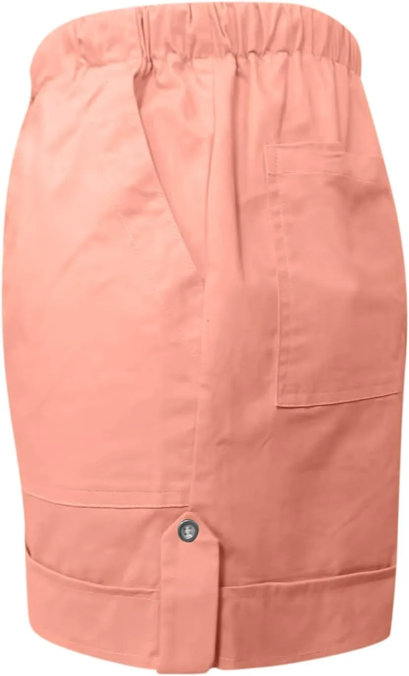 2025 Women's Cargo Shorts Casual Summer Elastic High Waisted Shorts Athletic Hiking Outdoor Outfits with Pockets