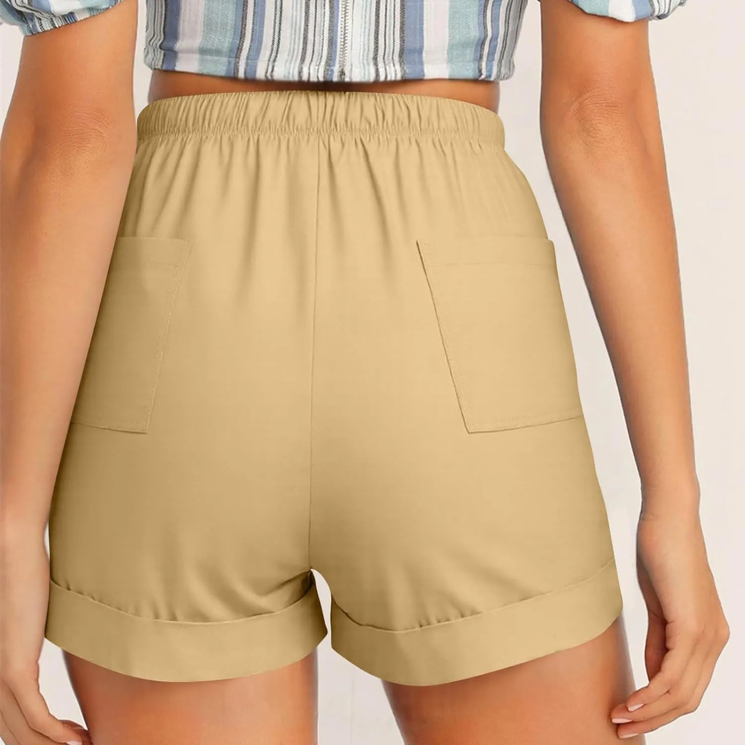 2025 Women's Cargo Shorts Casual Summer Elastic High Waisted Shorts Athletic Hiking Outdoor Outfits with Pockets