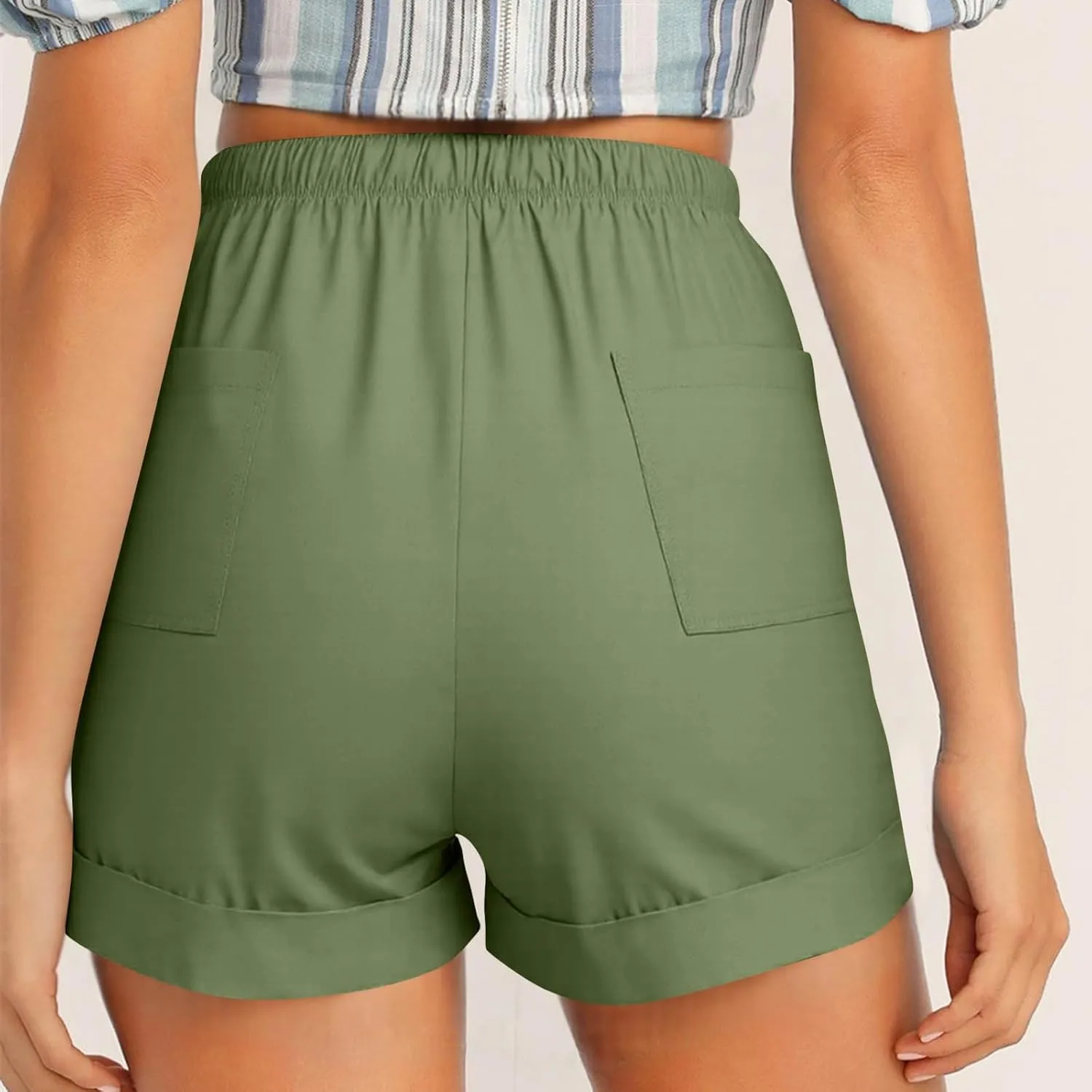 2025 Women's Cargo Shorts Casual Summer Elastic High Waisted Shorts Athletic Hiking Outdoor Outfits with Pockets