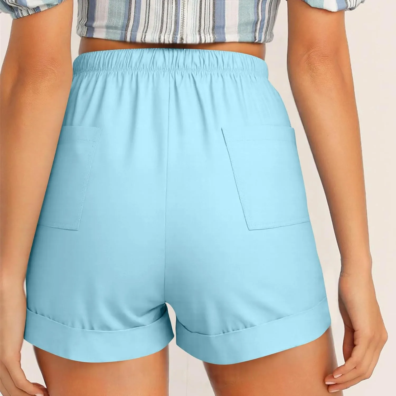 2025 Women's Cargo Shorts Casual Summer Elastic High Waisted Shorts Athletic Hiking Outdoor Outfits with Pockets