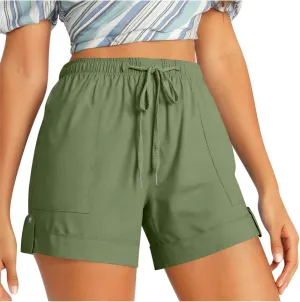 2025 Women's Cargo Shorts Casual Summer Elastic High Waisted Shorts Athletic Hiking Outdoor Outfits with Pockets