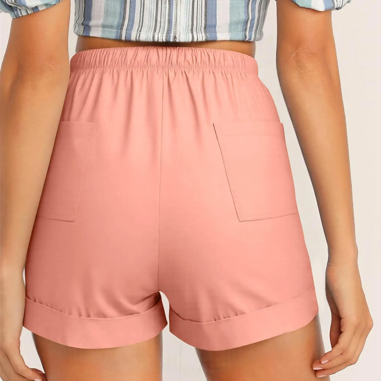 2025 Women's Cargo Shorts Casual Summer Elastic High Waisted Shorts Athletic Hiking Outdoor Outfits with Pockets