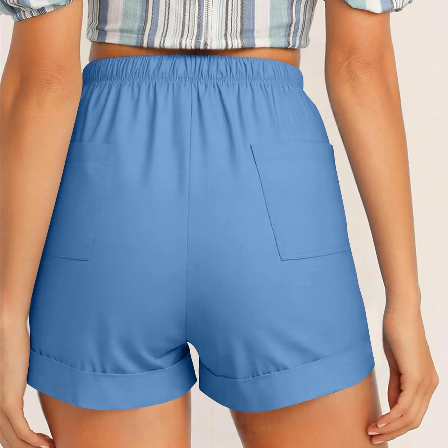 2025 Women's Cargo Shorts Casual Summer Elastic High Waisted Shorts Athletic Hiking Outdoor Outfits with Pockets