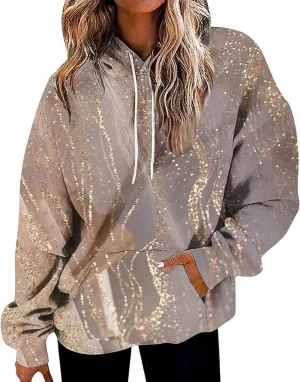 ADHOWBEW Oversized Sweatshirt for Women Fashion Y2k Graphic Drawstring Hoodies Sweaters
