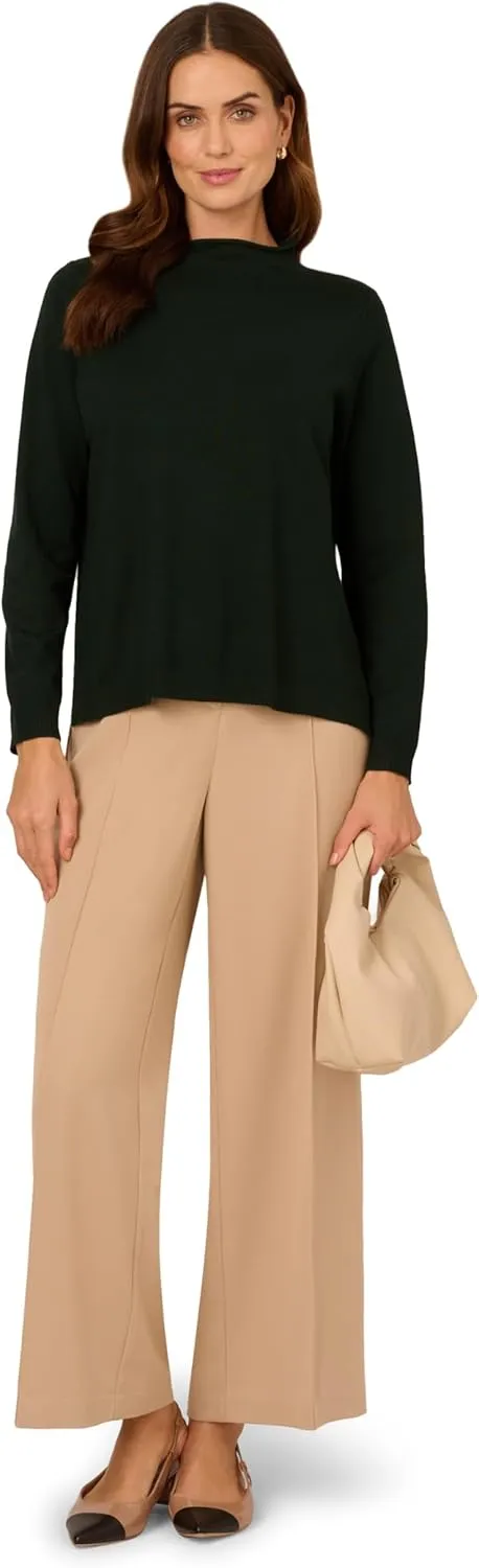 Adrianna Papell Women's Mock Neck Step Hem Sweater