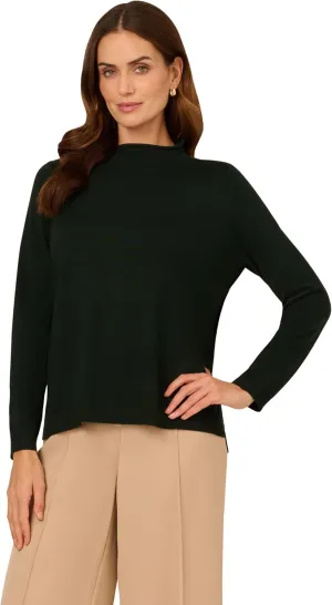 Adrianna Papell Women's Mock Neck Step Hem Sweater