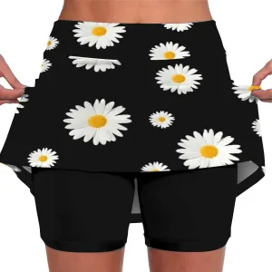 aihihe Golf Skirts for Women with Shorts Pink Dress Shorts Black Cotton Linen Skirt Women