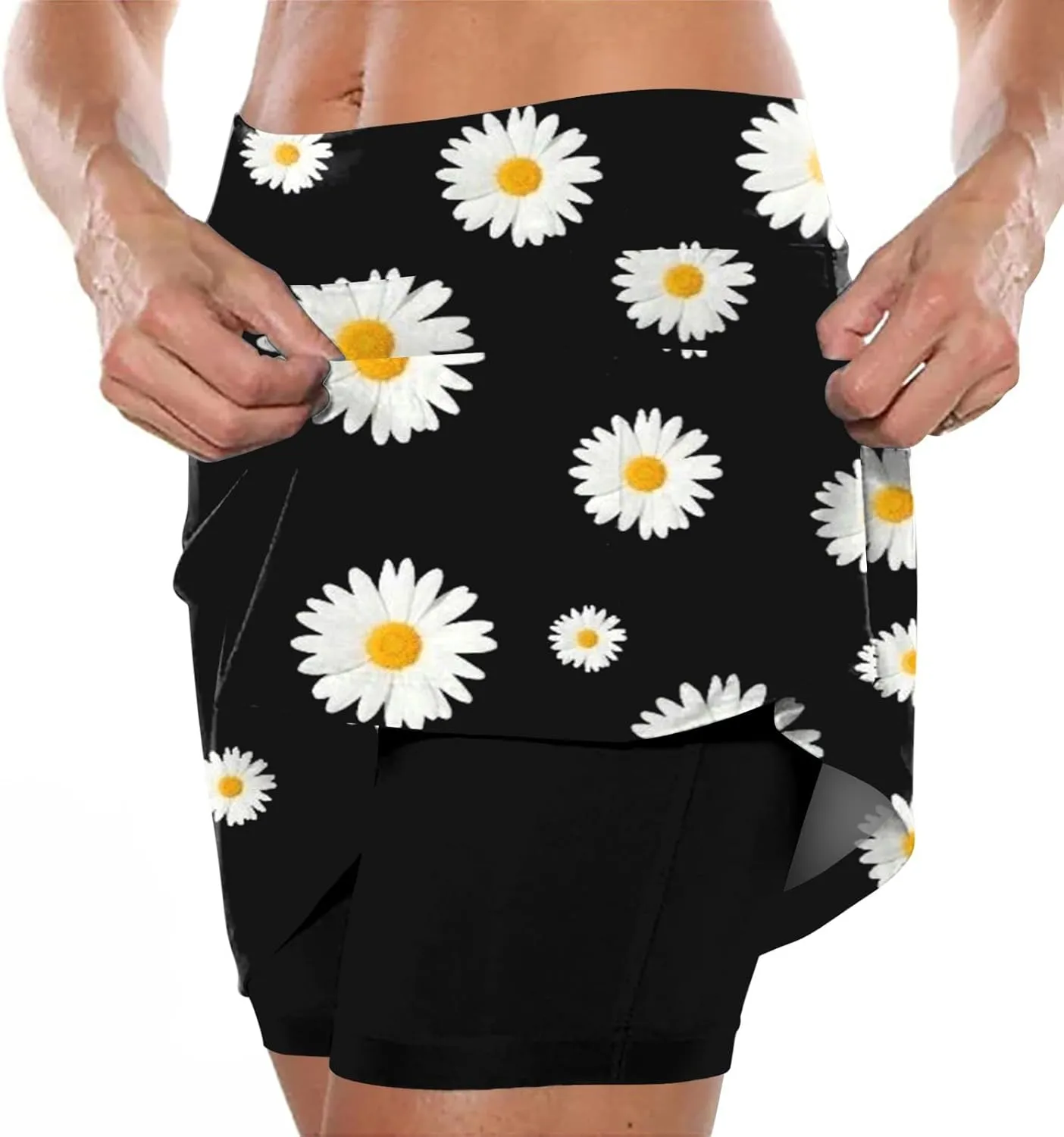 aihihe Golf Skirts for Women with Shorts Pink Dress Shorts Black Cotton Linen Skirt Women