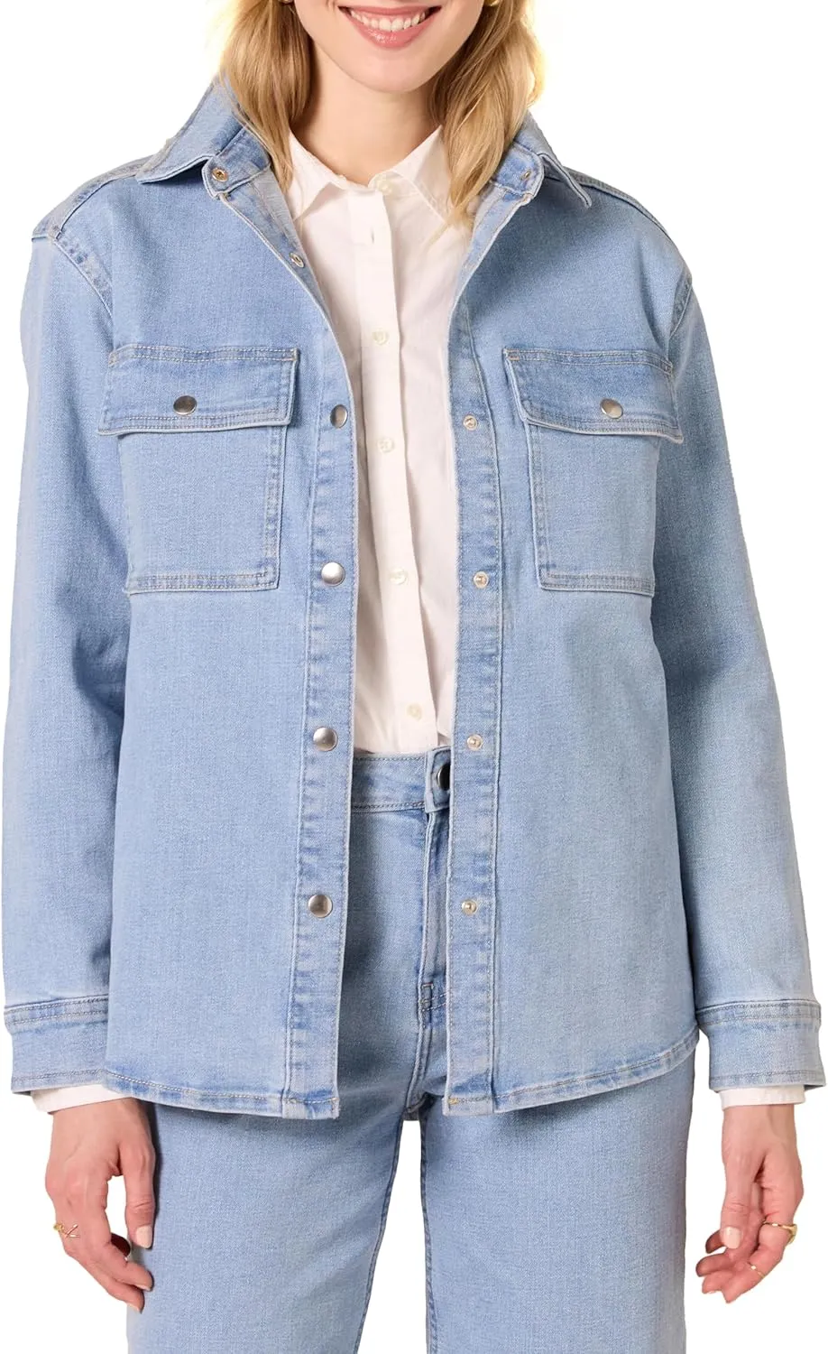 Amazon Essentials Women's Oversized-Fit Heavyweight Denim Shirt Jacket