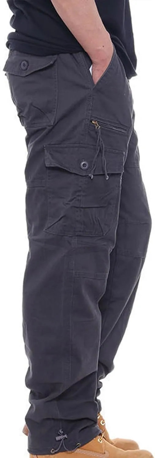 Aymnlox Mens Tactical Cargo Pants Casual Loose Fit Outdoor Sweatpants with Multiple Pockets Pants Straight Leg Workout Pants