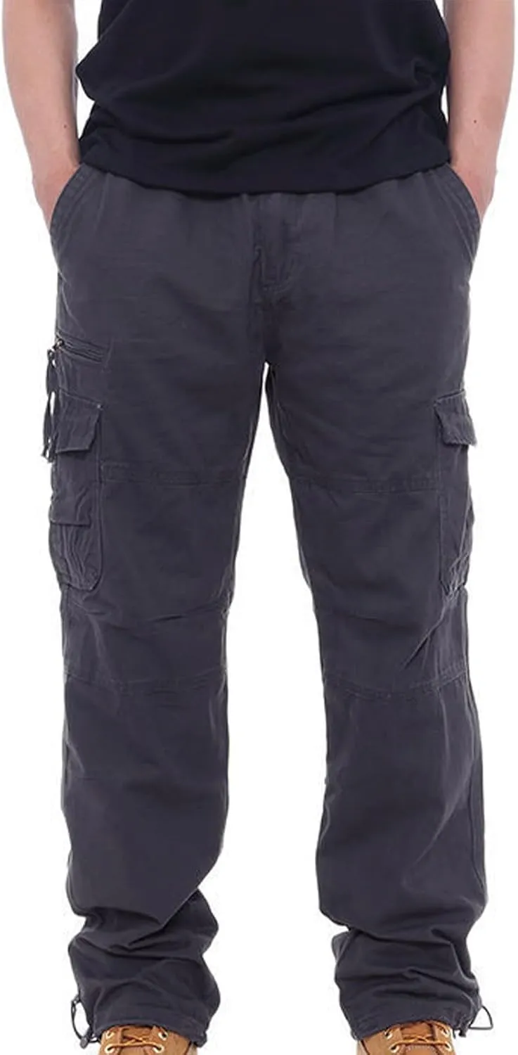 Aymnlox Mens Tactical Cargo Pants Casual Loose Fit Outdoor Sweatpants with Multiple Pockets Pants Straight Leg Workout Pants