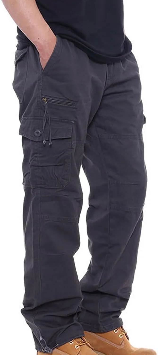 Aymnlox Mens Tactical Cargo Pants Casual Loose Fit Outdoor Sweatpants with Multiple Pockets Pants Straight Leg Workout Pants