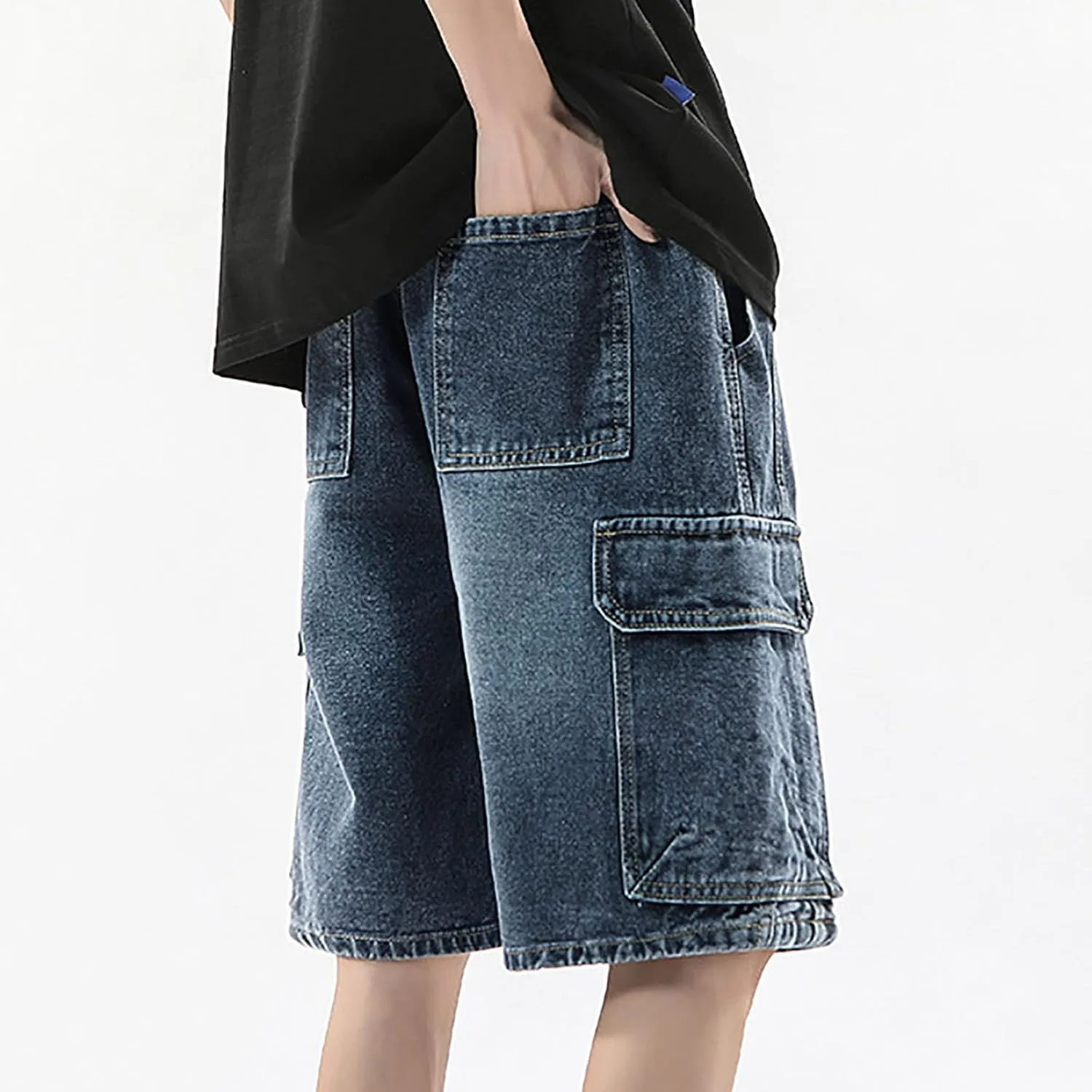 Baggy Jean Shorts for Men Casual Summer Loose Fit Hip Hop Skateboard Denim Shorts 2025 Trendy Streetwear