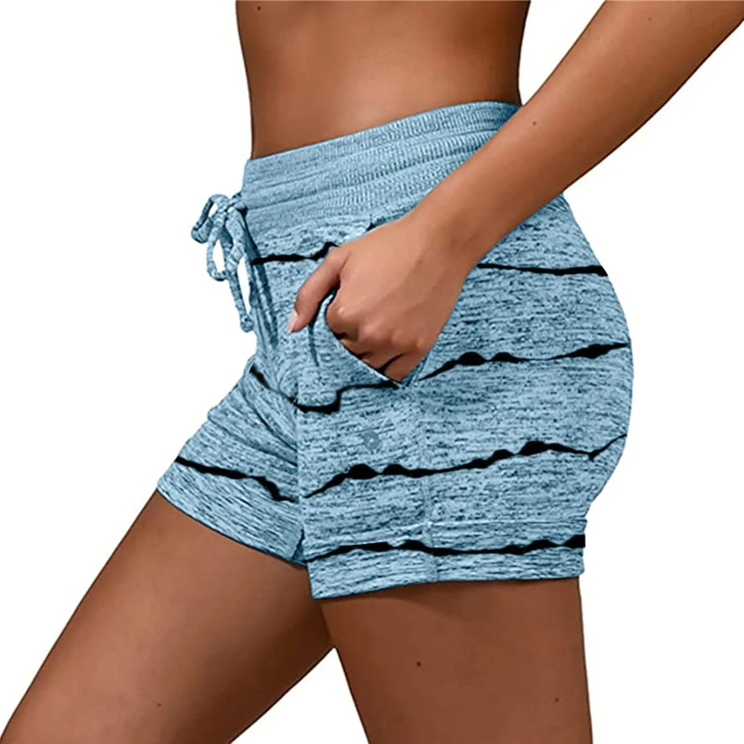Bermuda Shorts for Women Drawstring Elastic High Waist Sport American Flag Star Printed Butt Lifting up Sweatpant