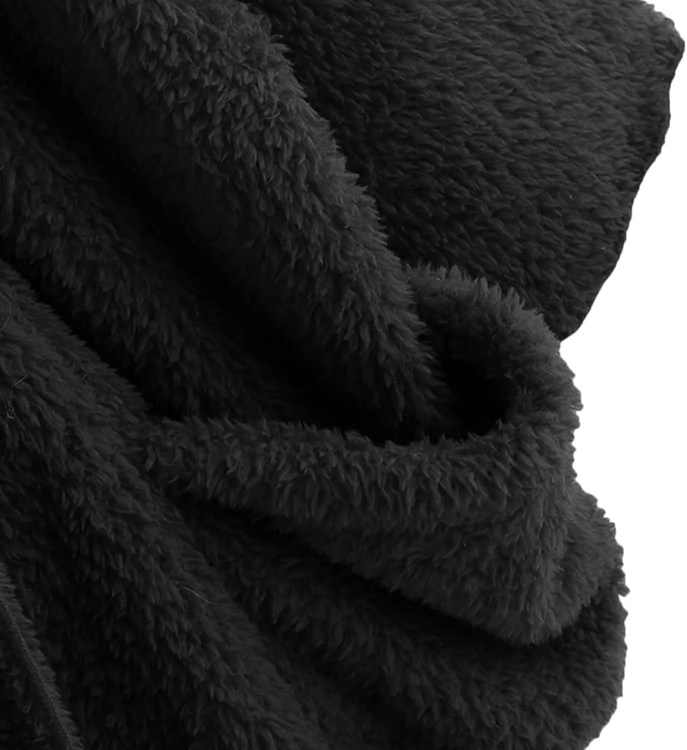 Binmer Oversized Sherpa Jacket for Women Fuzzy Fleece Cute Teddy Bear Print Coat Zip Long Sleeve Hooded Outwear with Pocket