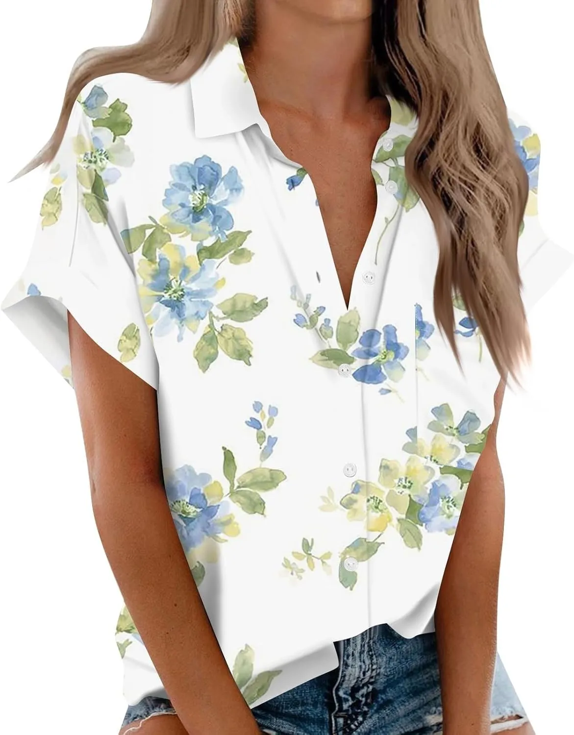 Button Down Shirts Linen Tops for Women Solid Color Shirt Long Sleeve Button Down Loose Fit Vacation Beach