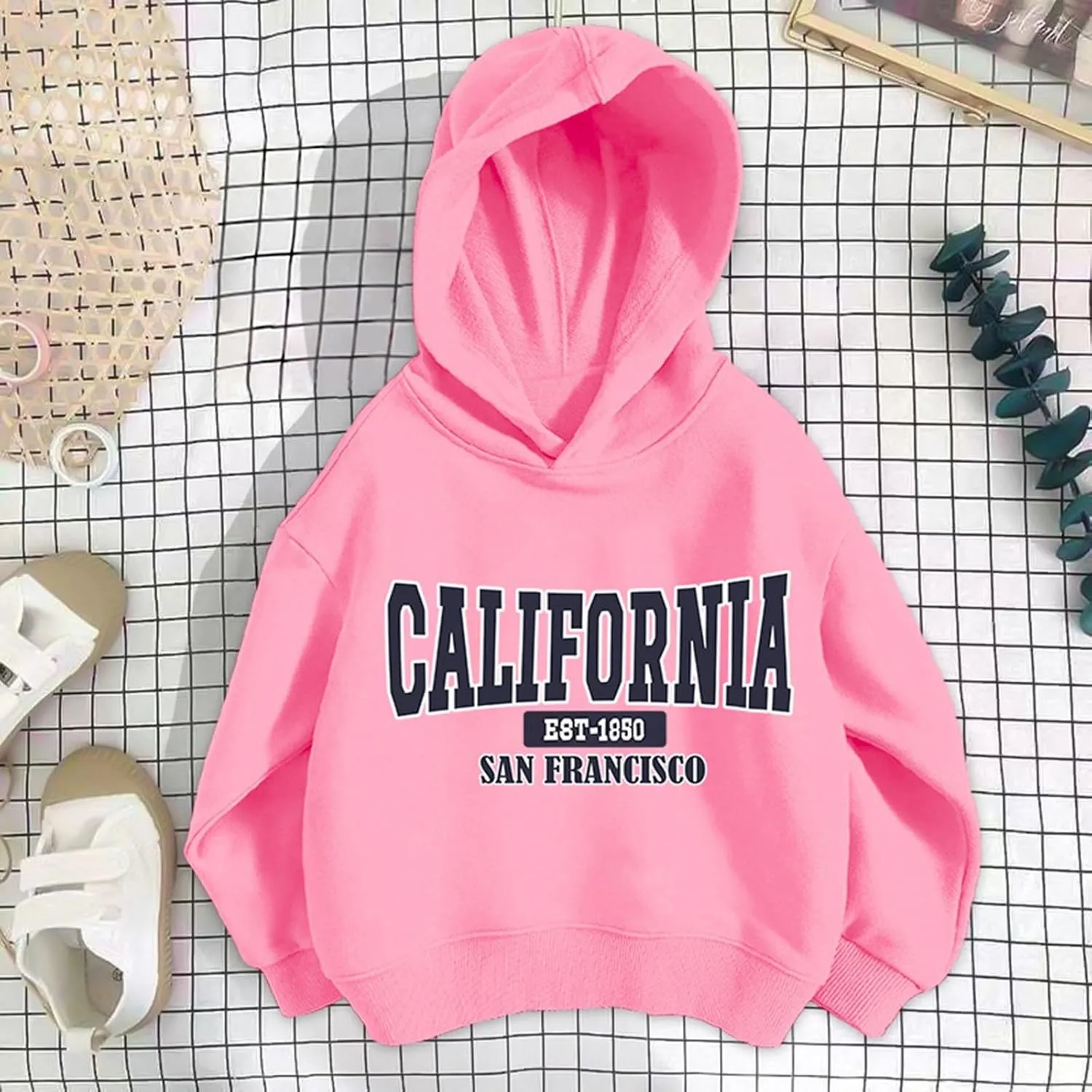 California Hoodies for Girls Graphic Letter Print Pullover Oversized Sweatshirts Long Sleeve Casual Loose Tops Preppy Clothes
