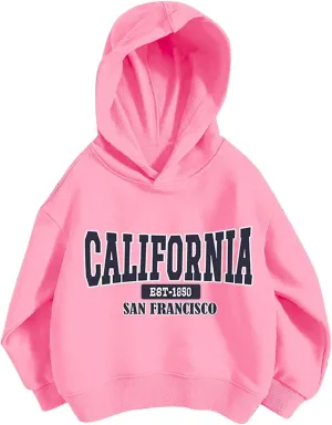 California Hoodies for Girls Graphic Letter Print Pullover Oversized Sweatshirts Long Sleeve Casual Loose Tops Preppy Clothes