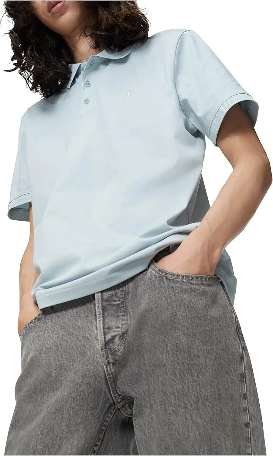 Calvin Klein Men's Smooth Cotton Monogram Logo Polo Shirt