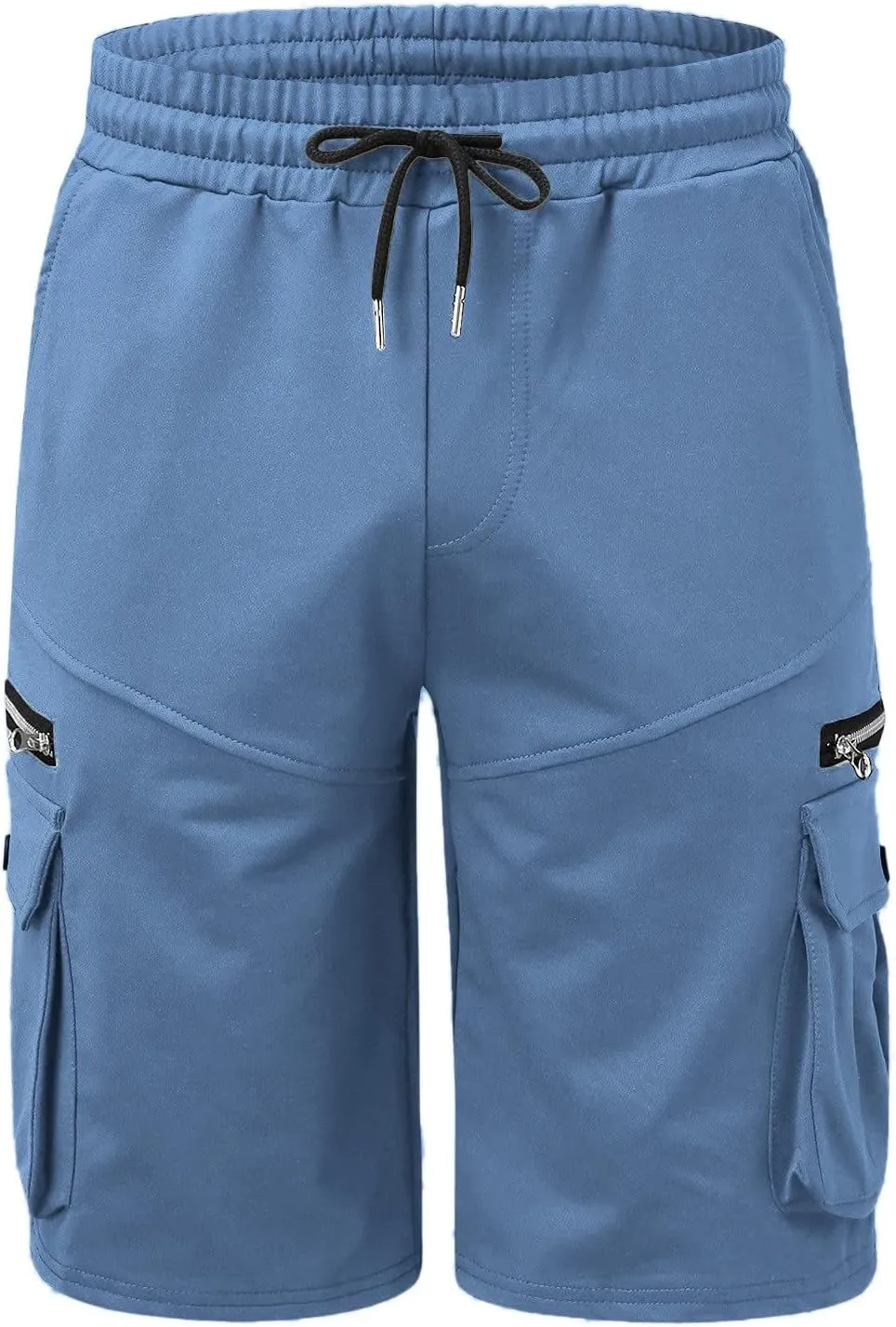 Cargo Shorts for Men Loose Fit Elastic Waist Drawstring Casual Work Shorts with Multi Pockets Twill Outdoor Hiking Shorts