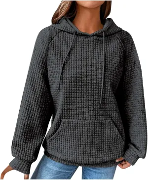 Ceboyel Womens Lightweight Sweatshirts Hoodies Waffle Knit Tops Long Sleeve Pullover Sweater Cute Teen Girls Clothes 2023