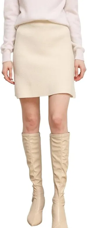 CHARTOU Women's Winter Thicken Elastic High Waist Knitted Mini Pencil Sweater Skirt