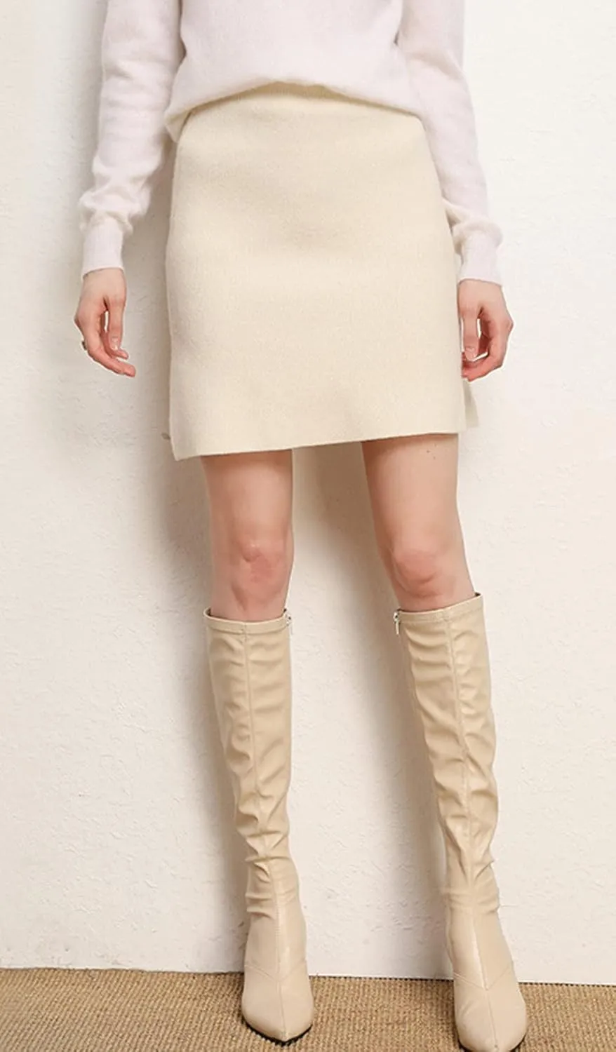 CHARTOU Women's Winter Thicken Elastic High Waist Knitted Mini Pencil Sweater Skirt