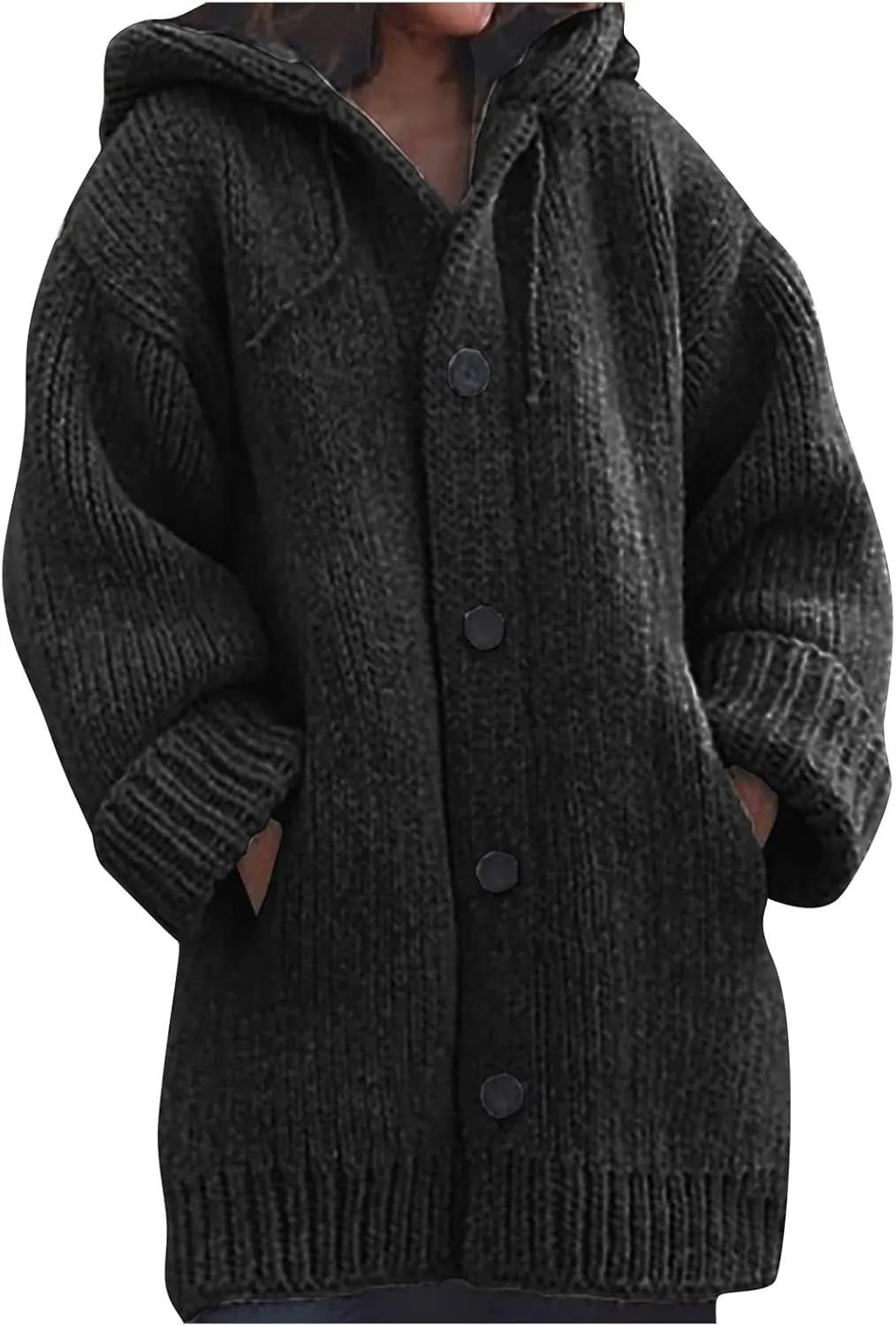 ChicCrate Fall Sweaters for Women Trendy Chunky Knit Open Front Cardigan Button Down Long Sleeve Shirt Loose Plus Size Tops