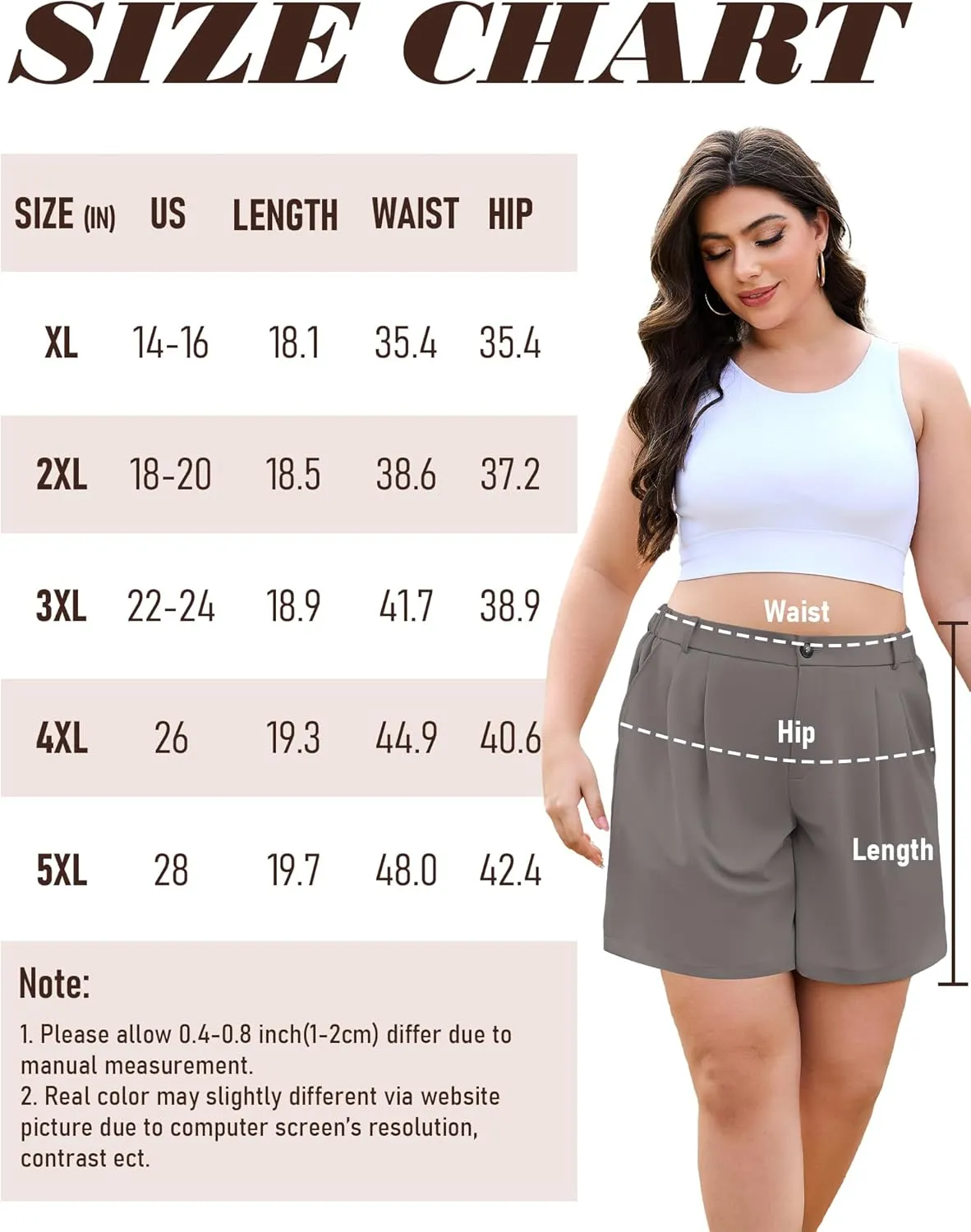 COOTRY Plus Size Women Shorts Dressy Casual High Waisted Dress Shorts Tailored Wide Leg Work Shorts with Pockets