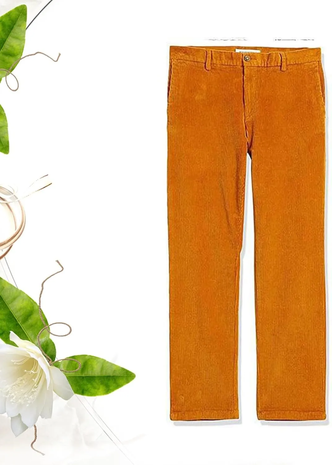 Corduroy Business Pants for Men Slim Fit Stretchy Button Down Straight-Leg Stylish Pant Casual Workout Dress Trousers