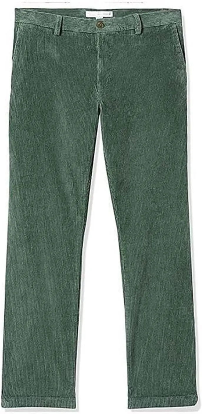 Corduroy Business Pants for Men Slim Fit Stretchy Button Down Straight-Leg Stylish Pant Casual Workout Dress Trousers