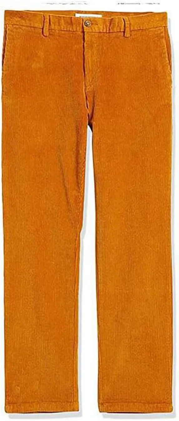 Corduroy Business Pants for Men Slim Fit Stretchy Button Down Straight-Leg Stylish Pant Casual Workout Dress Trousers