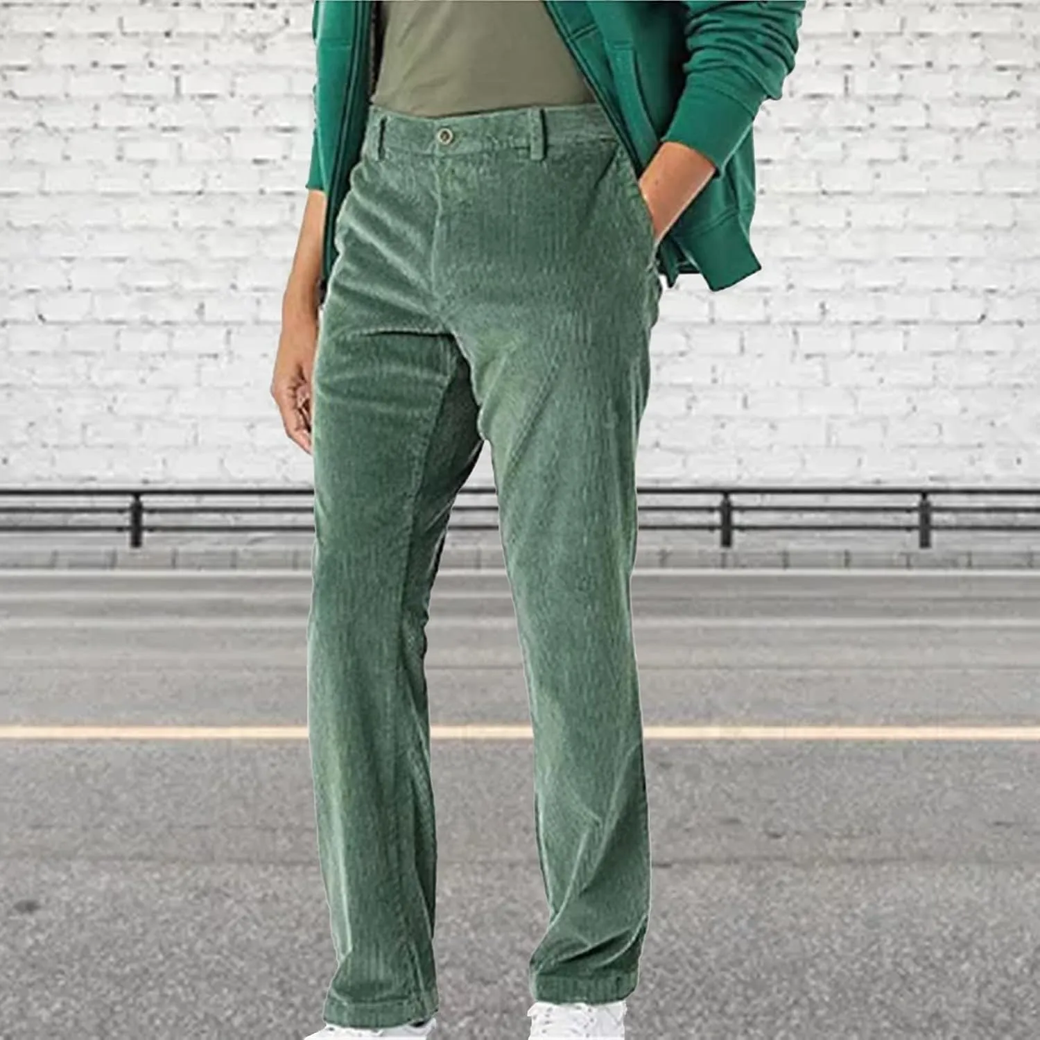 Corduroy Business Pants for Men Slim Fit Stretchy Button Down Straight-Leg Stylish Pant Casual Workout Dress Trousers