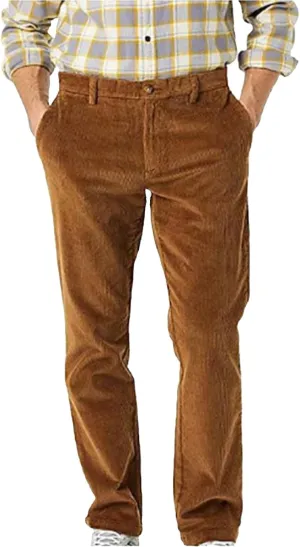 Corduroy Business Pants for Men Slim Fit Stretchy Button Down Straight-Leg Stylish Pant Casual Workout Dress Trousers