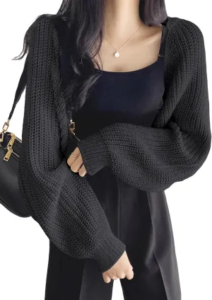 COZYEASE Women's Cropped Cardigan Sweaters Long Sleeve Open Front Knit Bolero Shrug Sweater Fall Outfits