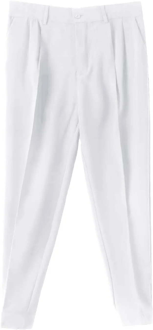 CRNTCEM Straight Anckle Pants for Men Flat-Front Casual Formal Dress Pants 2023 Spring Fall Business Work Cropped Trousers