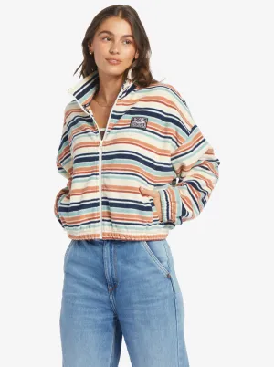 Dawn To Dusk Full Zip Fleece - Blue Surf Blanket Stripe