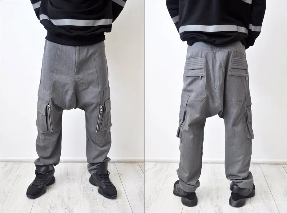 Drop-Rise Hiking Mountain Cargo Pants / Quilted Zip Pockets