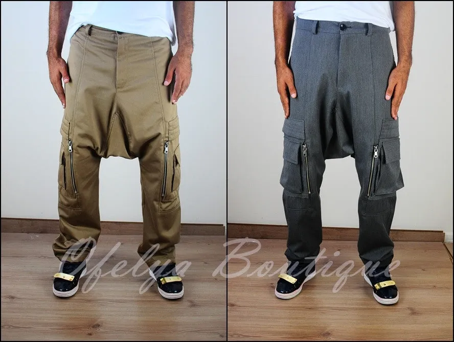 Drop-Rise Hiking Mountain Cargo Pants / Quilted Zip Pockets