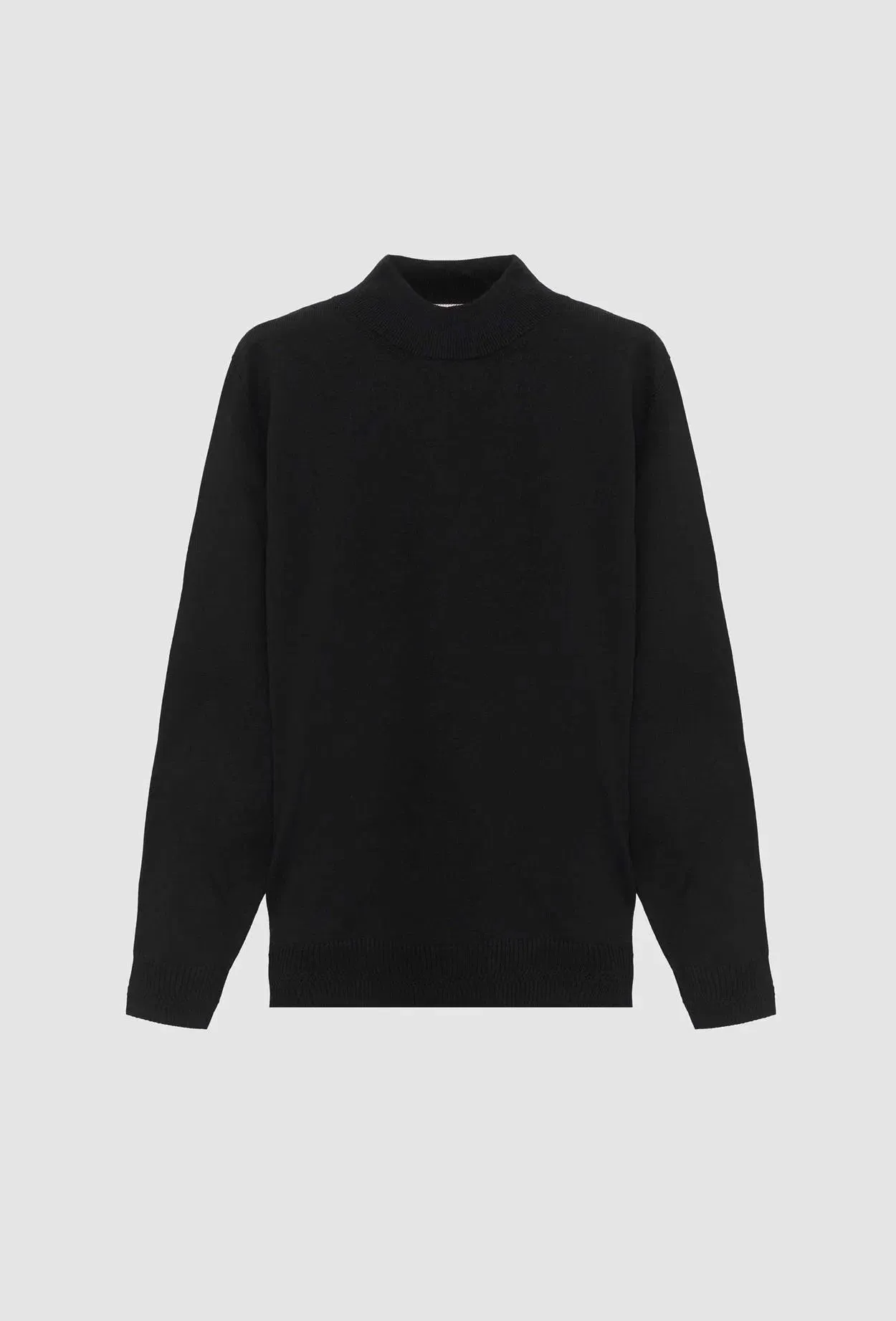 Ds Damat Regular Fit Black Plain Knit Half Turtleneck Wool Knitwear Sweater