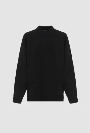 Ds Damat Regular Fit Black Plain Knit Half Turtleneck Wool Knitwear Sweater