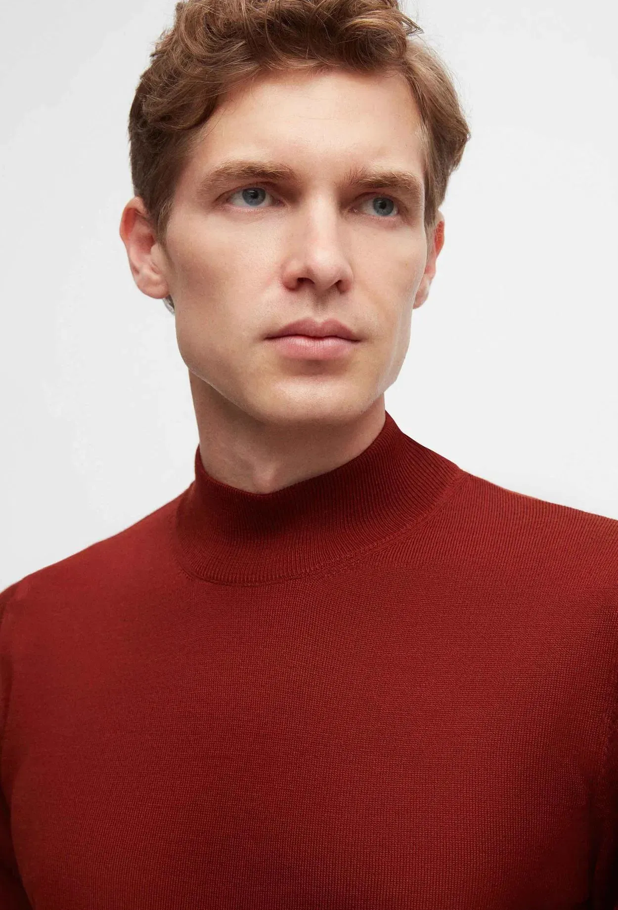 Ds Damat Regular Fit Brick Plain Knit Half Turtleneck Wool Knitwear Sweater