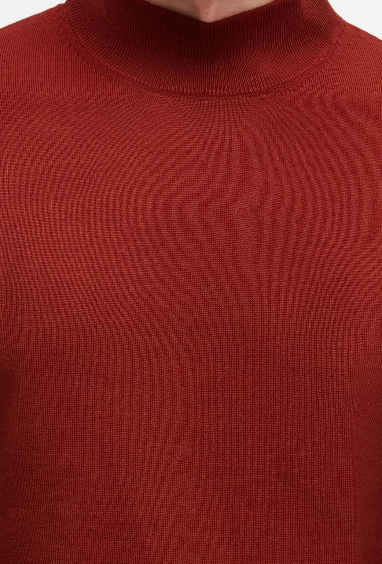 Ds Damat Regular Fit Brick Plain Knit Half Turtleneck Wool Knitwear Sweater