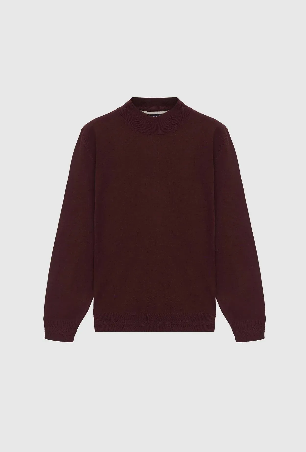 Ds Damat Regular Fit Burgundy Plain Knit Half Turtleneck Wool Knitwear Sweater
