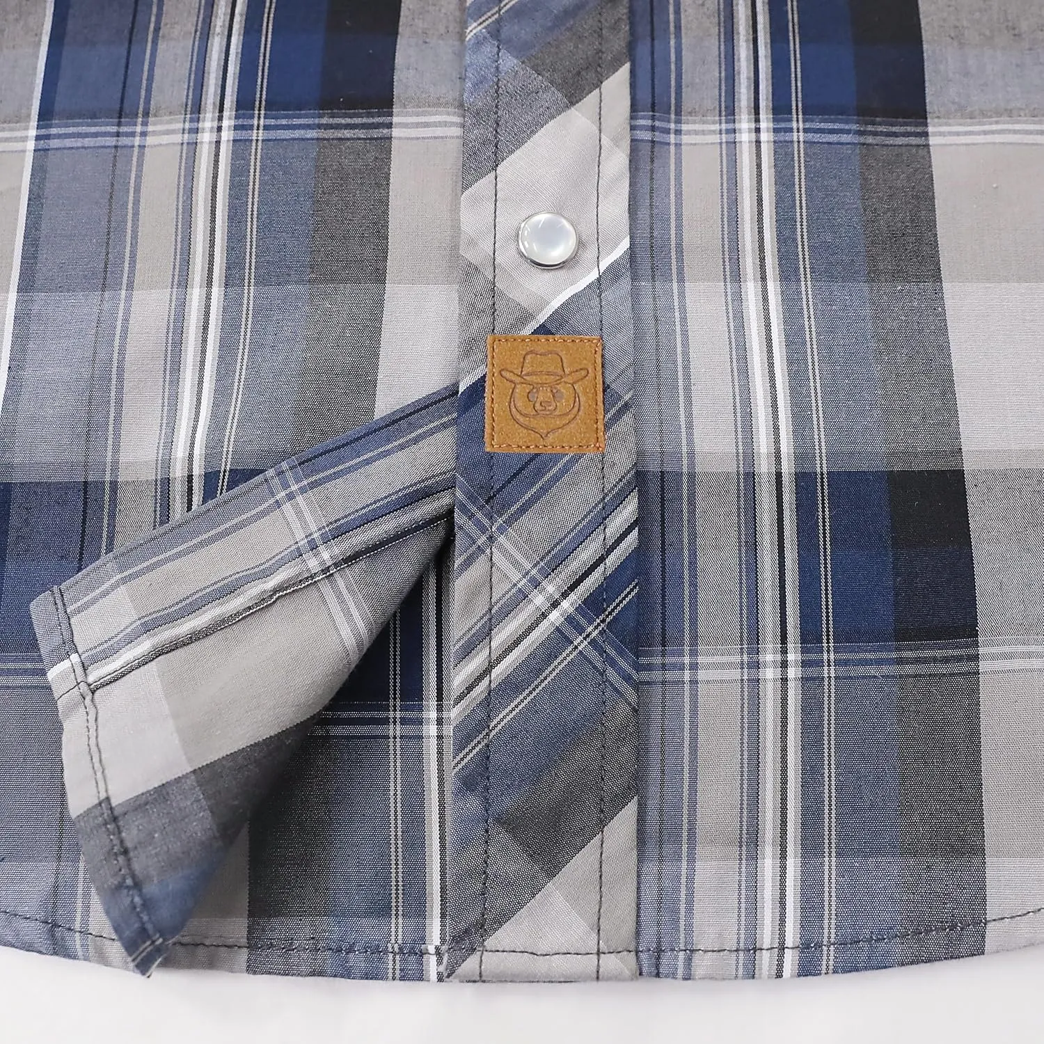Dubinik Western Shirts for Men Short Sleeve Plaid Pearl Snap Shirts for Men Button Up Shirt Cowboy Casual Work Shirt