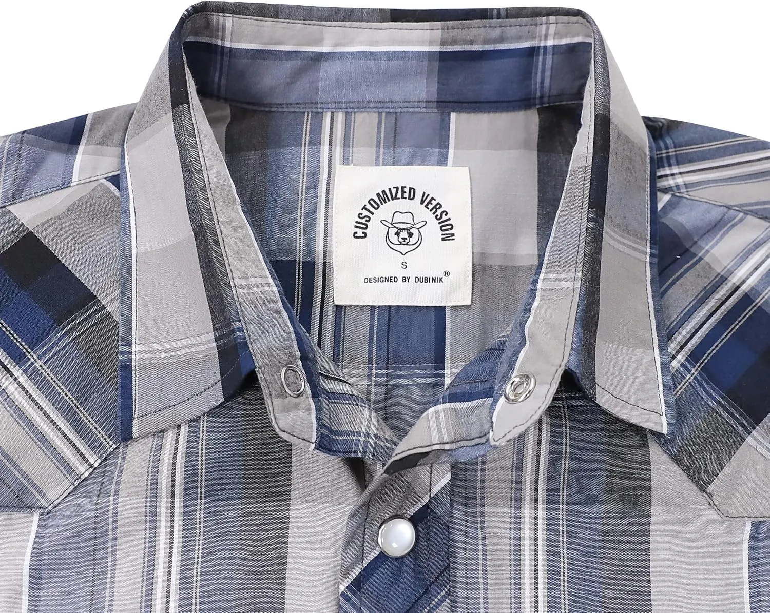 Dubinik Western Shirts for Men Short Sleeve Plaid Pearl Snap Shirts for Men Button Up Shirt Cowboy Casual Work Shirt