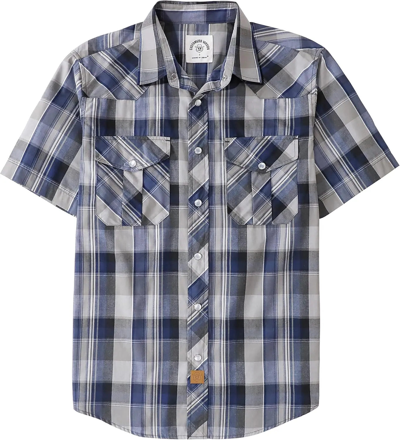 Dubinik Western Shirts for Men Short Sleeve Plaid Pearl Snap Shirts for Men Button Up Shirt Cowboy Casual Work Shirt