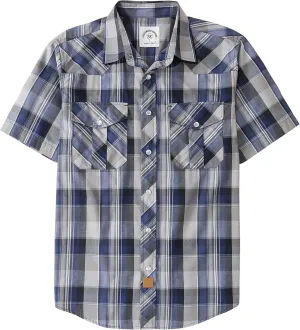 Dubinik Western Shirts for Men Short Sleeve Plaid Pearl Snap Shirts for Men Button Up Shirt Cowboy Casual Work Shirt